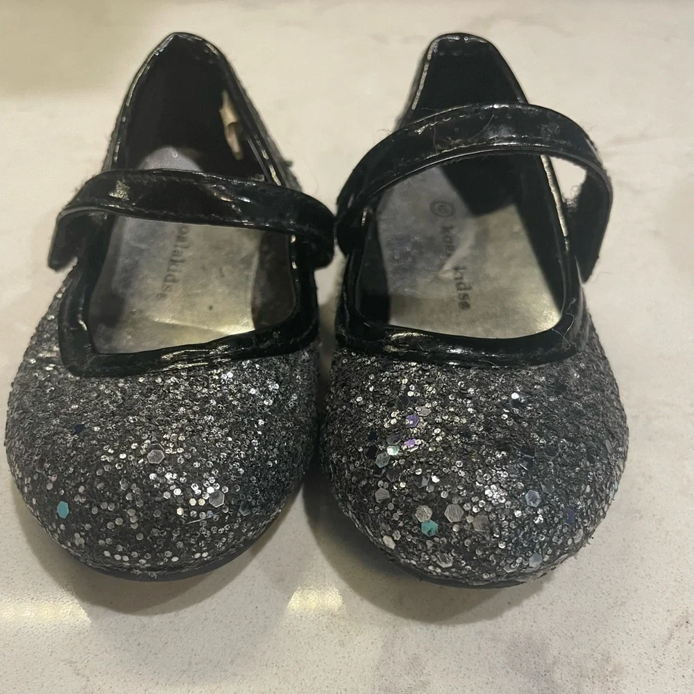 Koala Kids Black Glitter Mary Jane Party Shoes Toddler Size 6/Like New